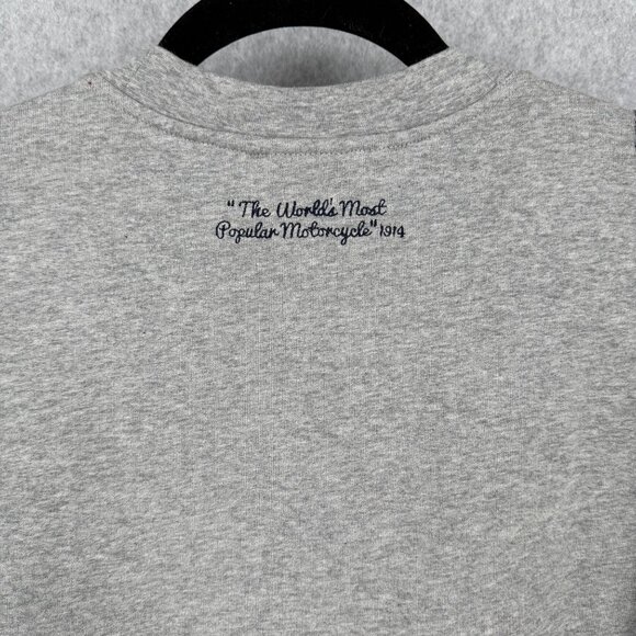Indian Motorcycle Mens Crewneck Sweatshirt Size L Gray Blue Elbow Patches Logo - Picture 7 of 15